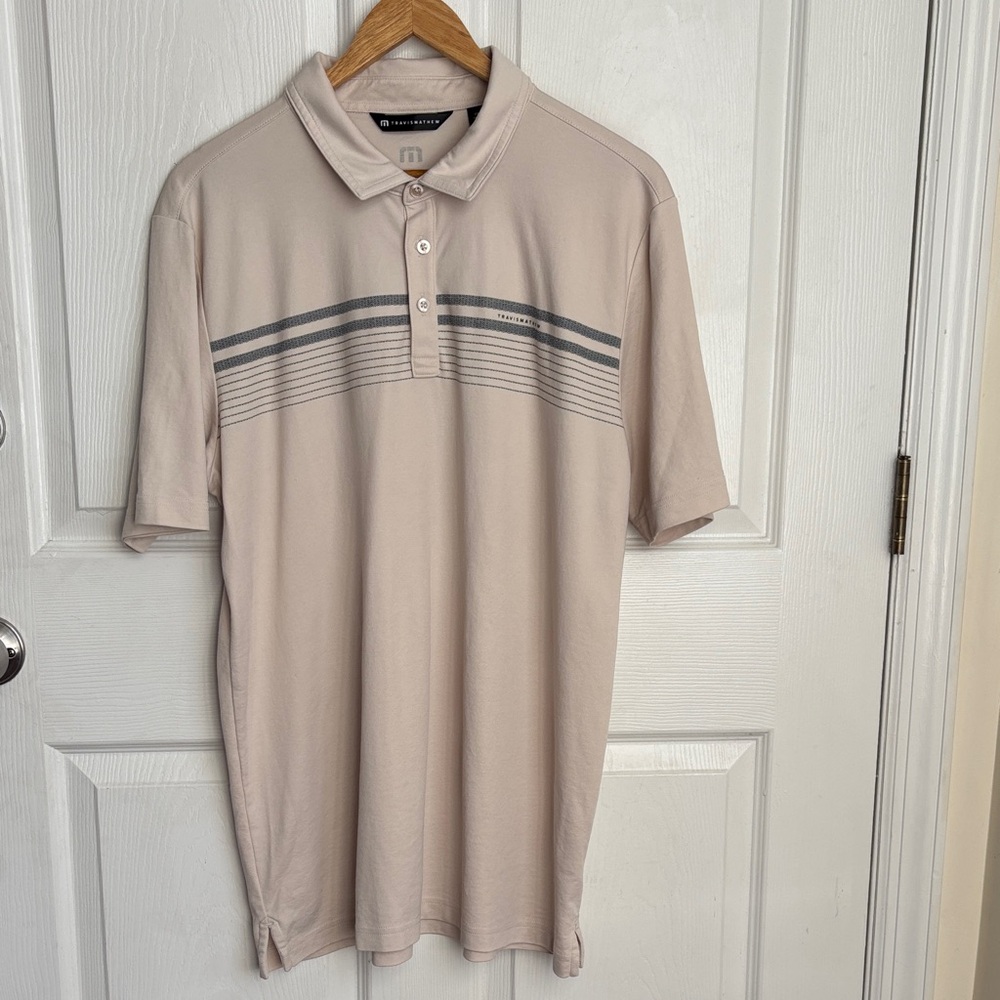 TRAVIS MATTHEW Light Tan Golf Polo Shirt Beige Size XXL Neutral Minimalist